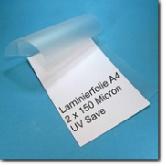 Laminierfolie A4, 2 x 150 Micron, UV Save.