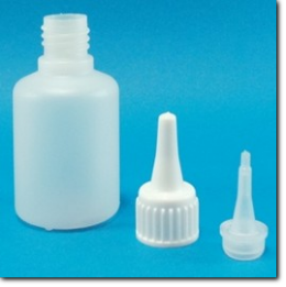 Kunststoff Flasche transparent 50 ml mit Verschluss und Dosierspitze.
